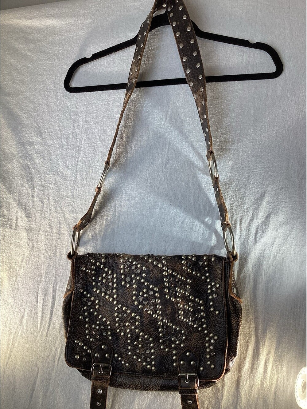 Betsy Johnson Vintage Studded Crossbody Messenger Bag Y2K